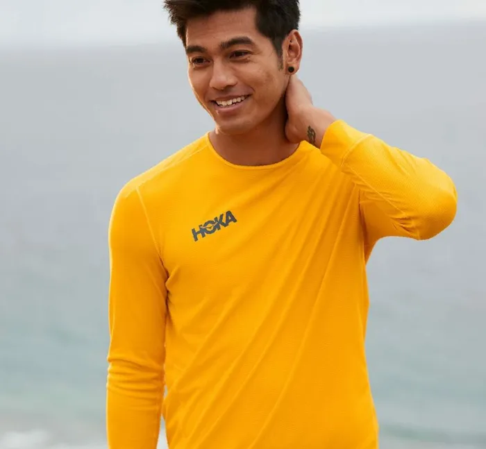 HOKA ONE ONE Tops Performance 34 Sleeve Saffron 8211 Men