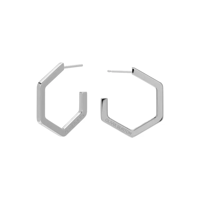 Honeycomb Silver Tone Large Hoop Earrings Women Earrings Olivia Burton