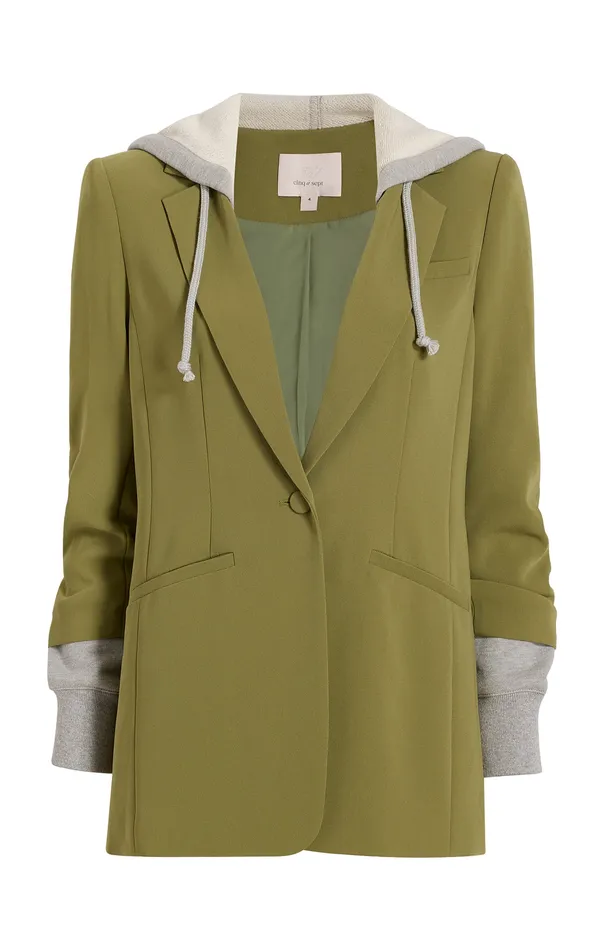 Hooded Khloe Jacket Olive GreenHeather Grey Women Jackets and Blazers Cinq Sept