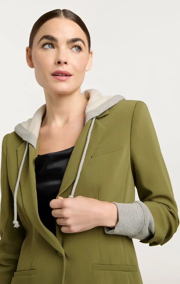 Hooded Khloe Jacket Olive GreenHeather Grey Women Jackets and Blazers Cinq Sept