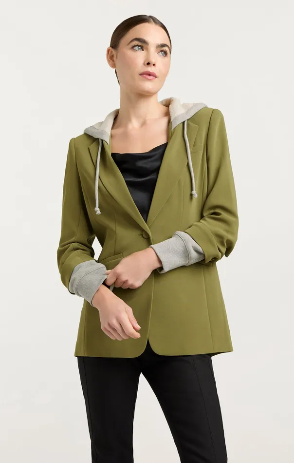 Hooded Khloe Jacket Olive GreenHeather Grey Women Jackets and Blazers Cinq Sept