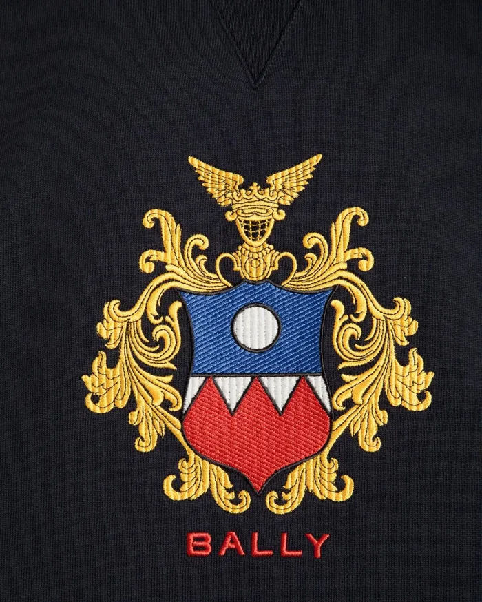 Hoodie With Bally Crest Logo In Navy Blue Cotton Men Bally Tracksuits