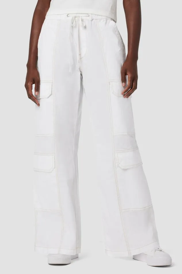 Hudson Jeans Cargo Women Parachute Wide Leg Cargo White