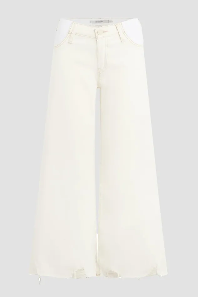Hudson Jeans Cropped Women James Maternity Wide Leg Crop Jean Ecru Destructed Hem Hudson Jeans Cropped Women James Maternity Wide Leg Crop Jean Ecru Destructed Hem