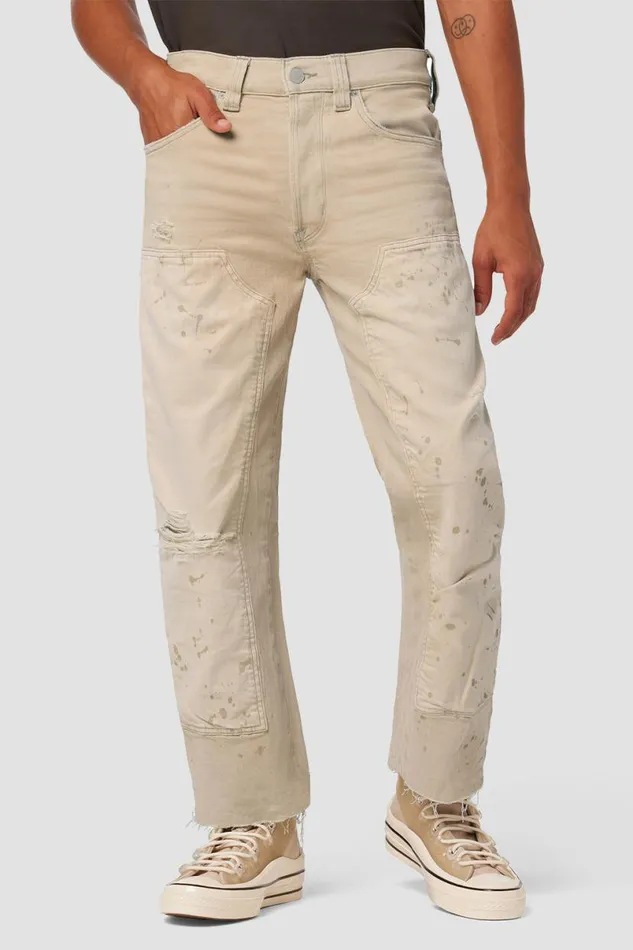 Hudson Jeans Pants Men Reese Carpenter Pant Distress Beige