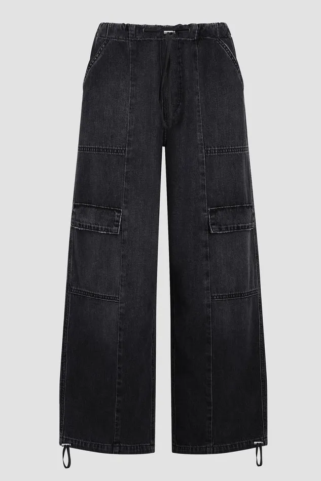 Hudson Jeans Pants Women Drawstring Parachute Pant Faded Black Hudson Jeans Pants Women Drawstring Parachute Pant Faded Black
