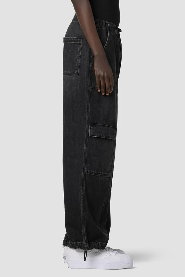 Hudson Jeans Pants Women Drawstring Parachute Pant Faded Black Hudson Jeans Pants Women Drawstring Parachute Pant Faded Black