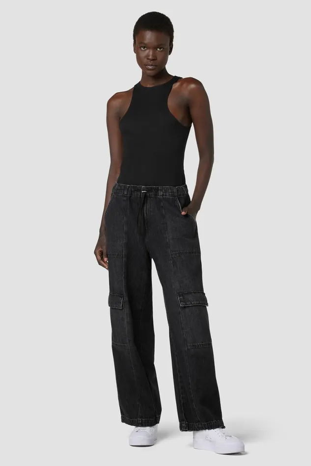Hudson Jeans Pants Women Drawstring Parachute Pant Faded Black Hudson Jeans Pants Women Drawstring Parachute Pant Faded Black