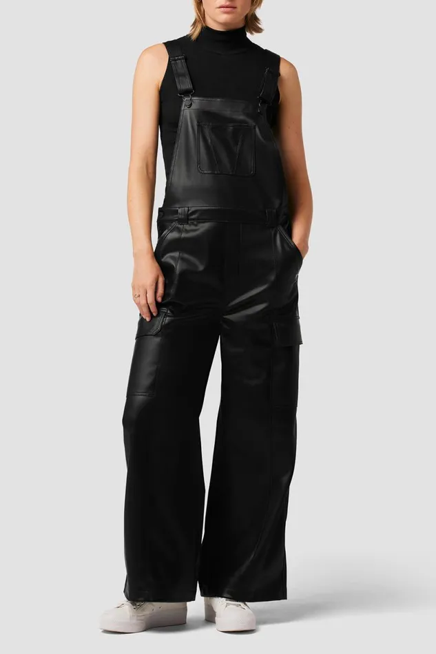 Hudson Jeans Pants Women Utility Wide Leg Overall Black
