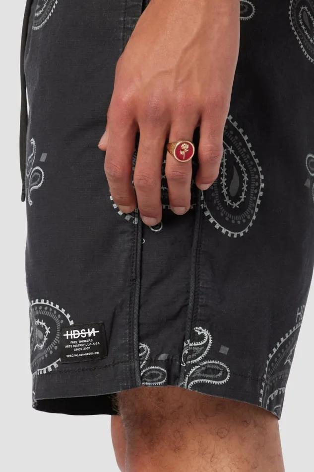 Hudson Jeans Shorts Men Racer Short Black Bandana Hudson Jeans Shorts Men Racer Short Black Bandana