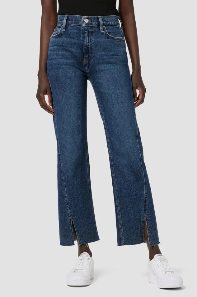 Hudson Jeans Straight Women Remi HighRise Straight Ankle Forward Seam Petite Jean W Slit Hem Indigo Breeze