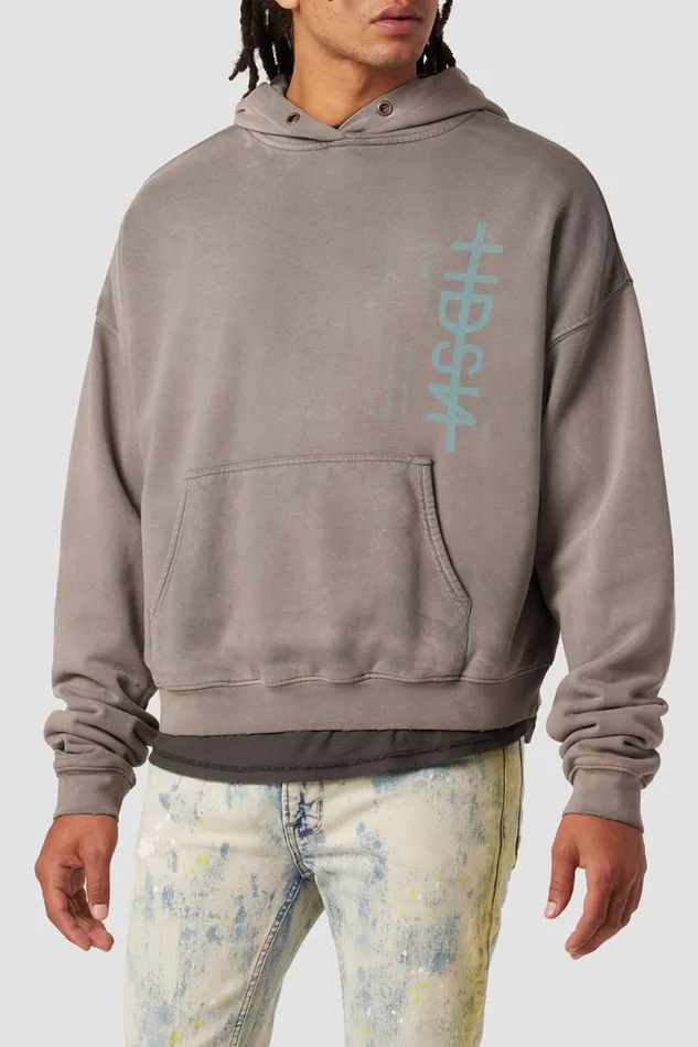Hudson Jeans Tops and Sweaters Men Crop Hoodie Storm Grey
