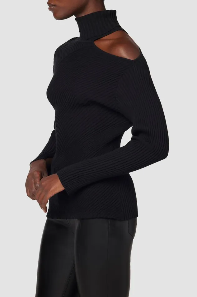 Hudson Jeans Tops and Sweaters Women Cut Out Shoulder Sweater Black Hudson Jeans Tops and Sweaters Women Cut Out Shoulder Sweater Black