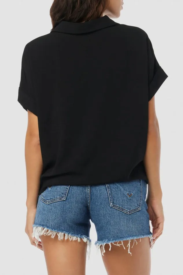 Hudson Jeans Tops and Sweaters Women Knotted Button Down Shirt Black Hudson Jeans Tops and Sweaters Women Knotted Button Down Shirt Black