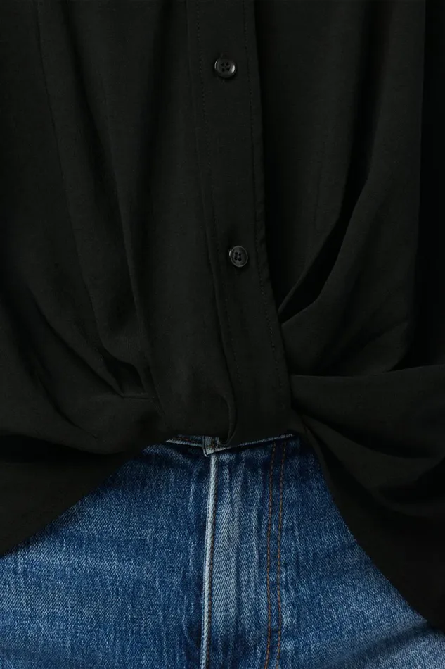 Hudson Jeans Tops and Sweaters Women Knotted Button Down Shirt Black Hudson Jeans Tops and Sweaters Women Knotted Button Down Shirt Black