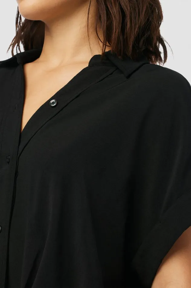 Hudson Jeans Tops and Sweaters Women Knotted Button Down Shirt Black Hudson Jeans Tops and Sweaters Women Knotted Button Down Shirt Black