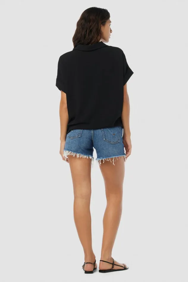 Hudson Jeans Tops and Sweaters Women Knotted Button Down Shirt Black Hudson Jeans Tops and Sweaters Women Knotted Button Down Shirt Black