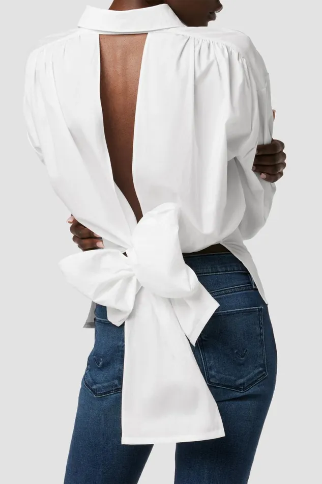 Hudson Jeans Tops and Sweaters Women Wrap Poplin Top White