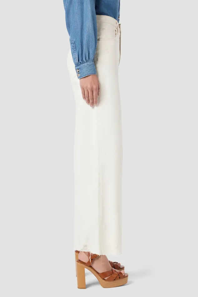 Hudson Jeans Wide Leg Women James HighRise Wide Leg Crop Jean Ecru Destructed Hem Hudson Jeans Wide Leg Women James HighRise Wide Leg Crop Jean Ecru Destructed Hem