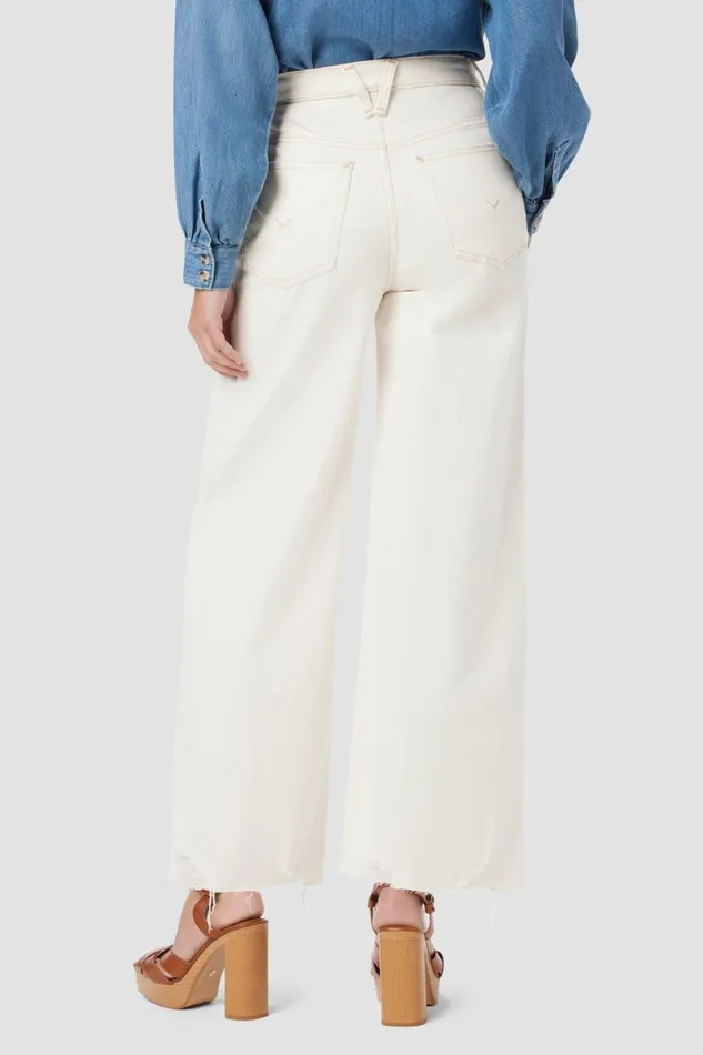 Hudson Jeans Wide Leg Women James HighRise Wide Leg Crop Jean Ecru Destructed Hem Hudson Jeans Wide Leg Women James HighRise Wide Leg Crop Jean Ecru Destructed Hem
