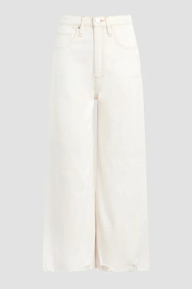 Hudson Jeans Wide Leg Women James HighRise Wide Leg Crop Jean Ecru Destructed Hem Hudson Jeans Wide Leg Women James HighRise Wide Leg Crop Jean Ecru Destructed Hem