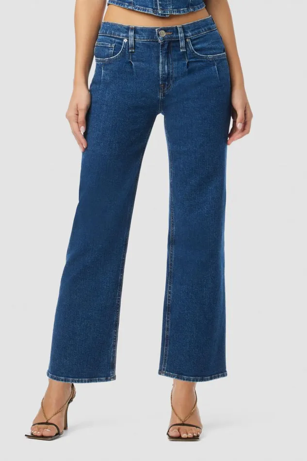 Hudson Jeans Wide Leg Women Rosie Pleated HighRise Wide Leg Jean Rocky Blue