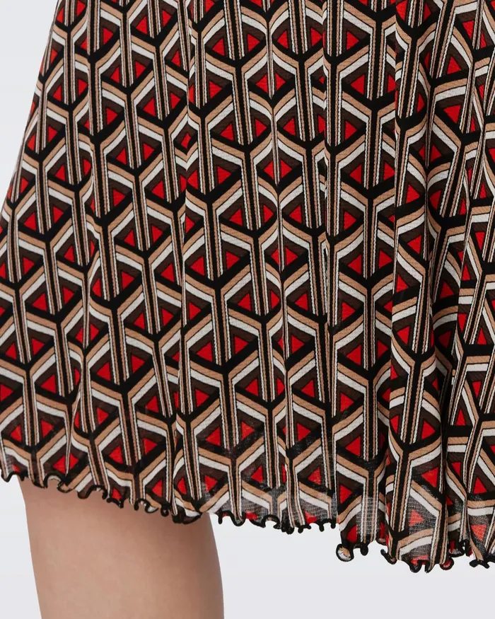 Ivan Reversible Mesh Dress Flutterfly And Tiny Stadium Geo Red Women DVF Dresses