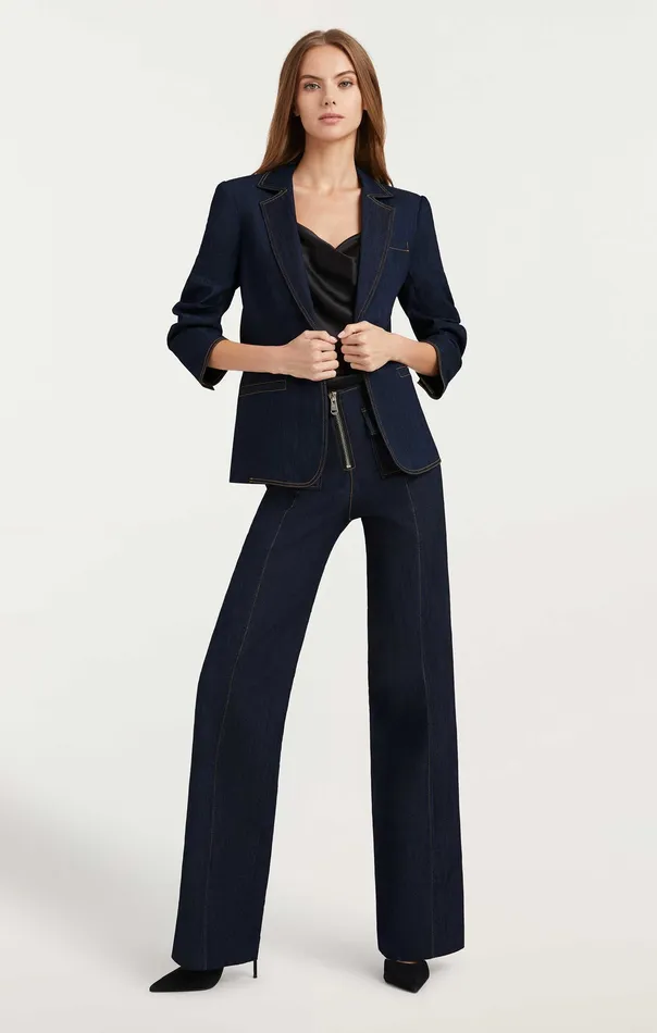 Jackets and Blazers Cinq Sept Women Denim Khloe Blazer Indigo