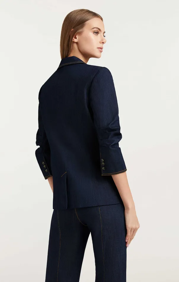 Jackets and Blazers Cinq Sept Women Denim Khloe Blazer Indigo