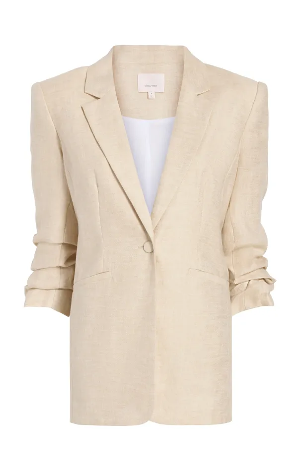 Jackets and Blazers Cinq Sept Women Linen Kylie Blazer Khaki