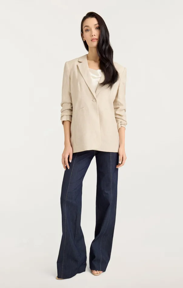 Jackets and Blazers Cinq Sept Women Linen Kylie Blazer Khaki