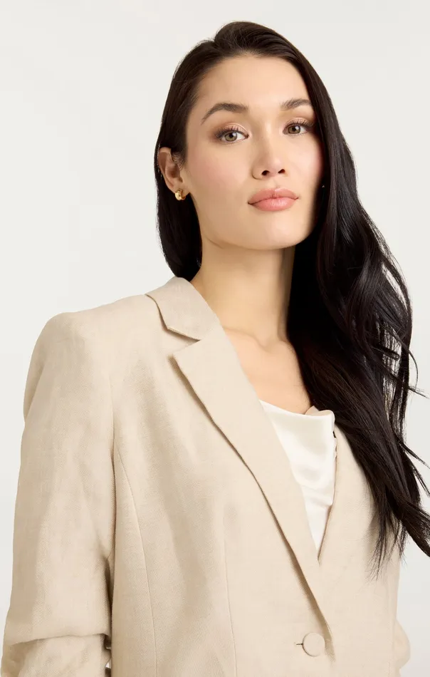 Jackets and Blazers Cinq Sept Women Linen Kylie Blazer Khaki