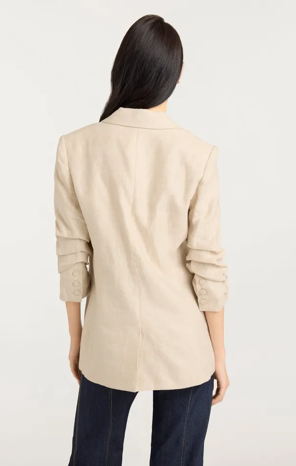 Jackets and Blazers Cinq Sept Women Linen Kylie Blazer Khaki