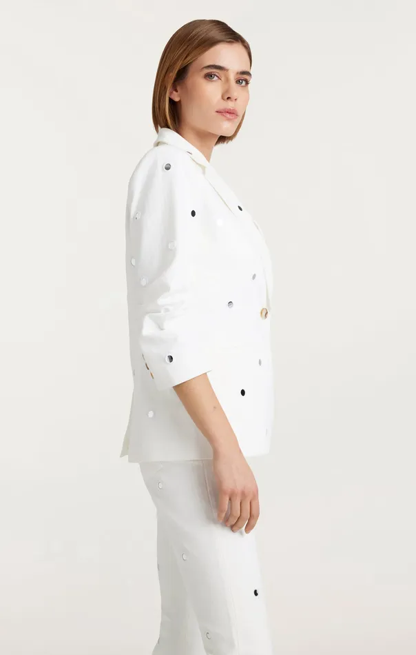 Jackets and Blazers Cinq Sept Women Mirror Denim Khloe Blazer White
