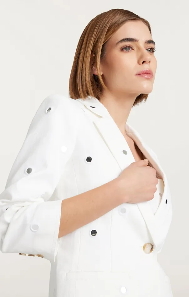 Jackets and Blazers Cinq Sept Women Mirror Denim Khloe Blazer White