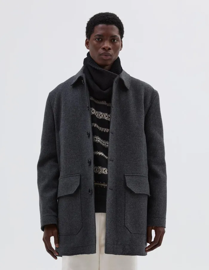 Jackets and Coats Men Margaret Howell Raw Edge Jacket Charcoal