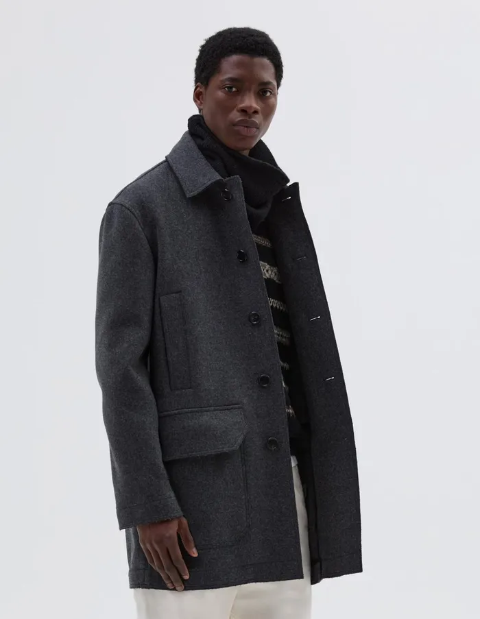 Jackets and Coats Men Margaret Howell Raw Edge Jacket Charcoal