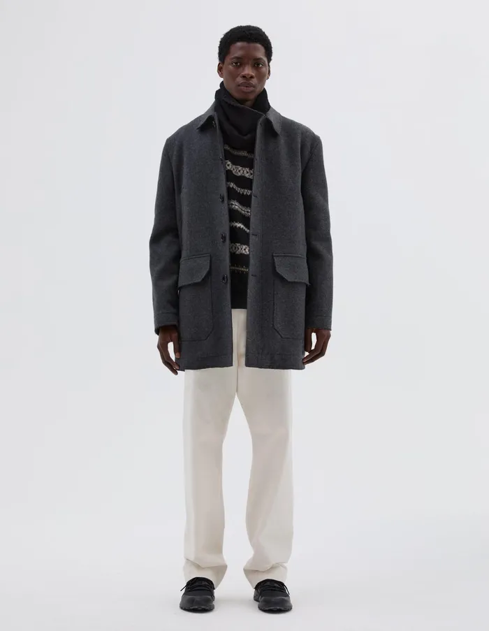 Jackets and Coats Men Margaret Howell Raw Edge Jacket Charcoal