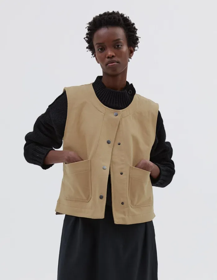 Jackets and Coats Women Margaret Howell Mhl Patch Pocket Jerkin Stone