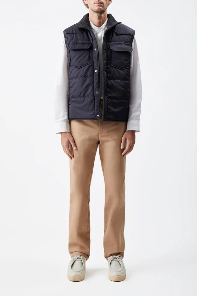Jackets and Outerwear Men Gabriela Hearst Clay Reversible Puffer Vest In Charcoal Cashmere And Nylon Jackets and Outerwear Men Gabriela Hearst Clay Reversible Puffer Vest In Charcoal Cashmere And Nylon