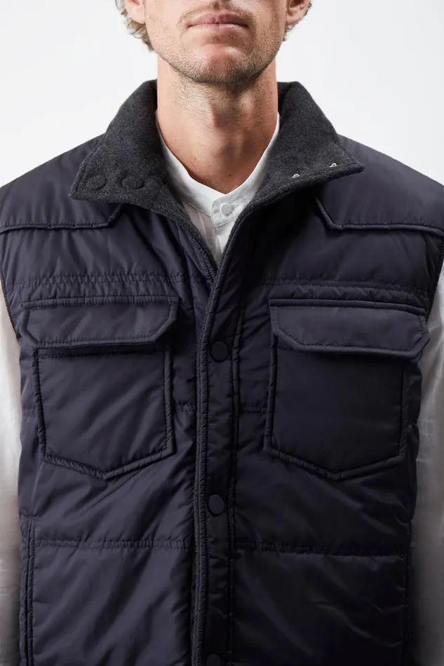 Jackets and Outerwear Men Gabriela Hearst Clay Reversible Puffer Vest In Charcoal Cashmere And Nylon Jackets and Outerwear Men Gabriela Hearst Clay Reversible Puffer Vest In Charcoal Cashmere And Nylon