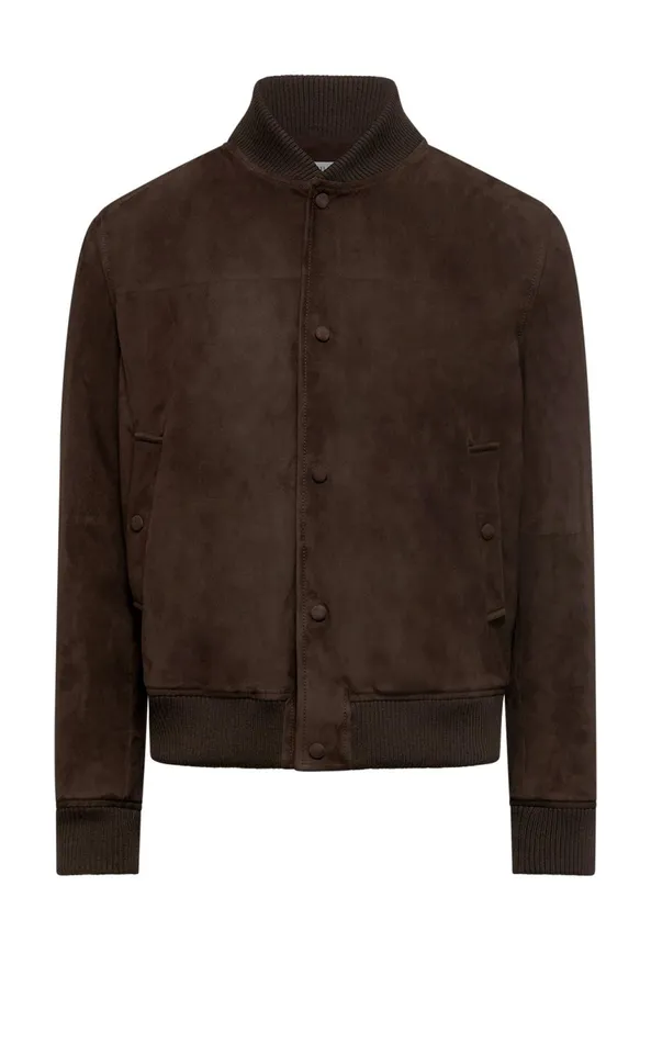 Jackets and Outerwear Men Gabriela Hearst Greg Bomber In Dark Chocolate Suede