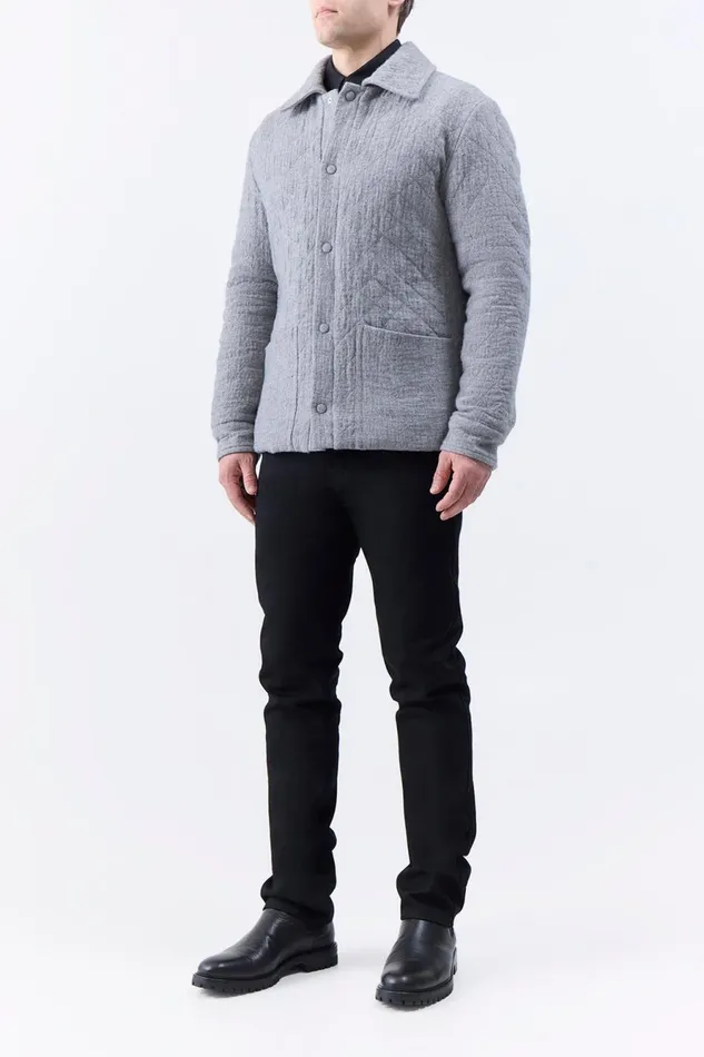 Jackets and Outerwear Men Gabriela Hearst Skye Paddock Jacket In Light Grey Melange Cashmere Linen