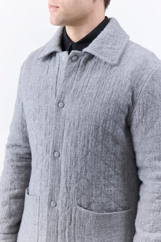 Jackets and Outerwear Men Gabriela Hearst Skye Paddock Jacket In Light Grey Melange Cashmere Linen