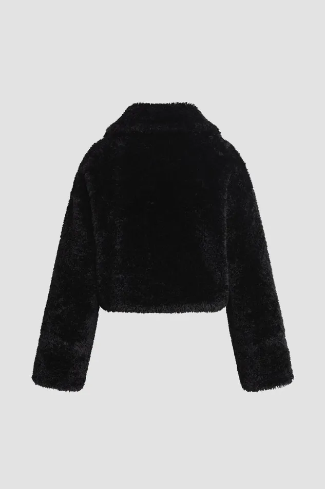 Jackets and Outerwear Women Hudson Jeans Cropped Plush Teddy Fur Jacket Black Jackets and Outerwear Women Hudson Jeans Cropped Plush Teddy Fur Jacket Black