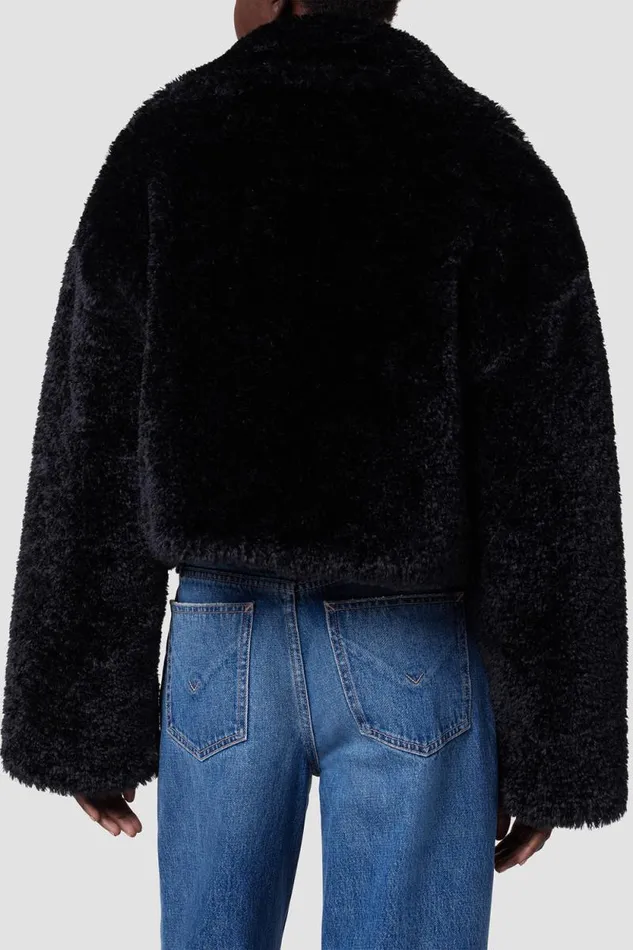 Jackets and Outerwear Women Hudson Jeans Cropped Plush Teddy Fur Jacket Black Jackets and Outerwear Women Hudson Jeans Cropped Plush Teddy Fur Jacket Black