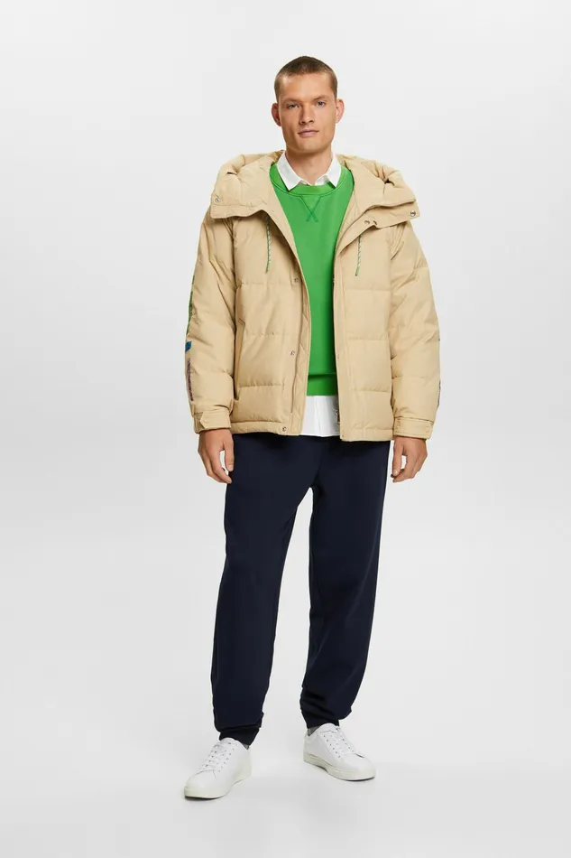 Jackets Coats Men Esprit Logo Down Puffer Jacket Sand