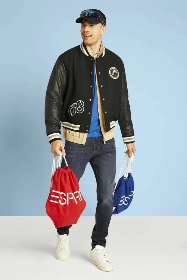 Jackets Coats Men Esprit Varsity Jacket Black