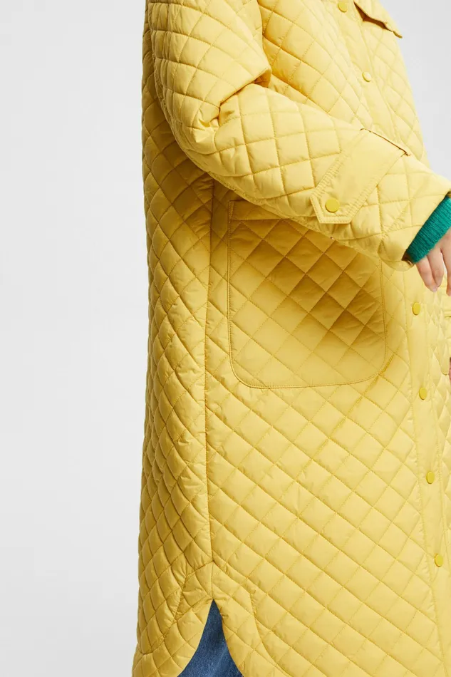 Jackets Coats Women Esprit Long Quilted Coat Dusty Yellow