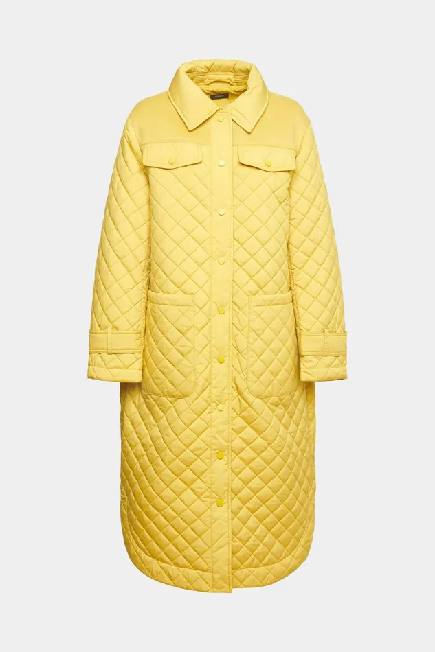 Jackets Coats Women Esprit Long Quilted Coat Dusty Yellow